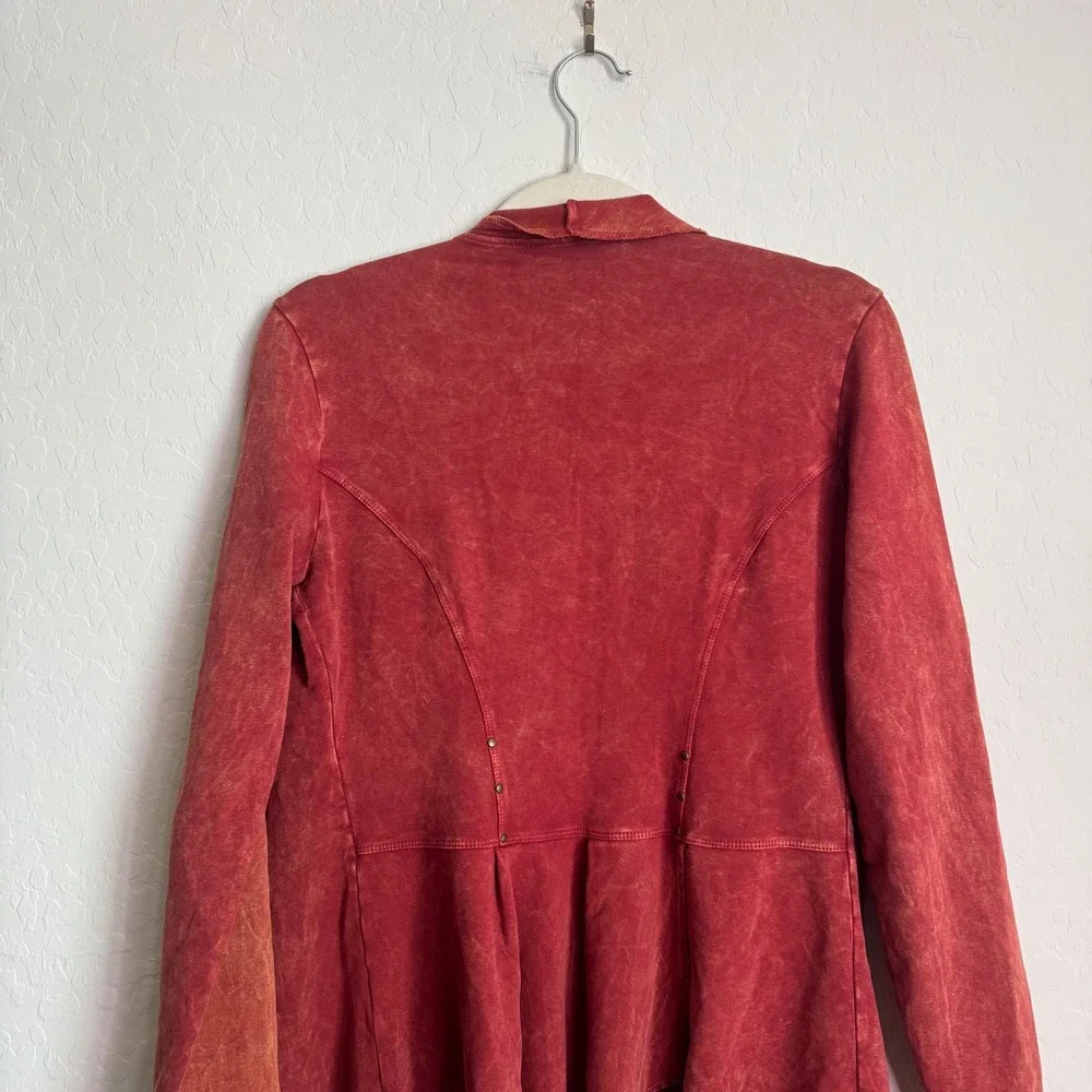 Testimony Los Angeles Rust Mineral Wash French‎ Terry Waterfall Cardigan Small
